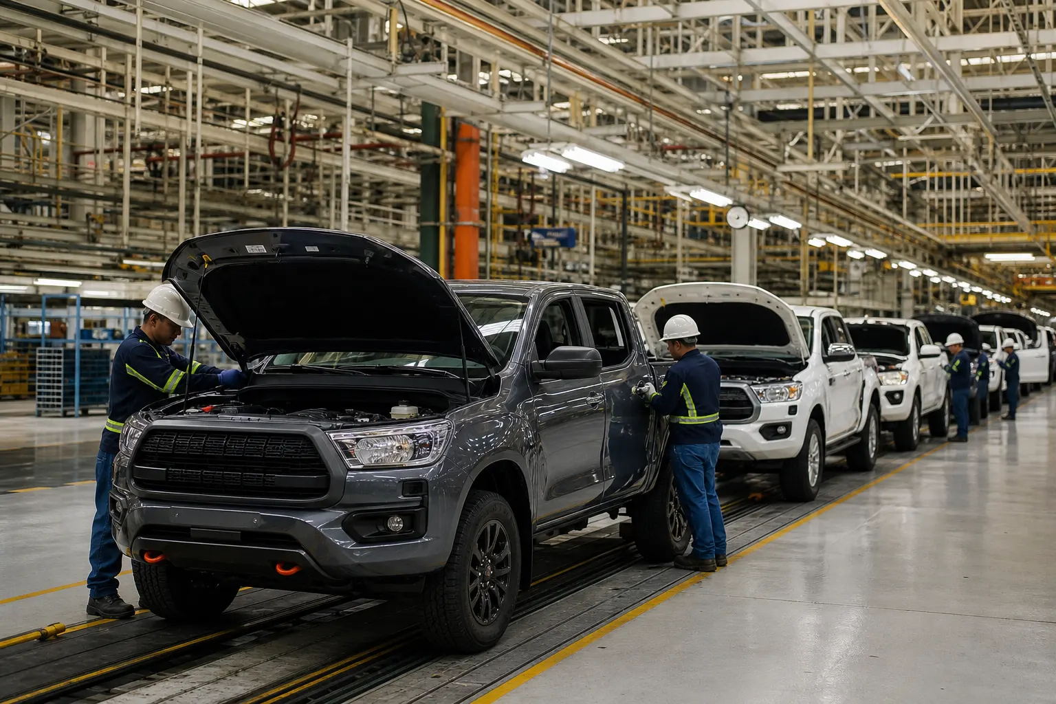 Línea de producción de vehículos ligeros en una planta automotriz de México