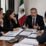 Documentos del Paquete Económico 2027 durante una mesa de diálogo entre Hacienda y el sector empresarial