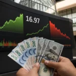 Tablero financiero con el peso mexicano cerca de 16.97 por dólar el 11 de septiembre de 2026