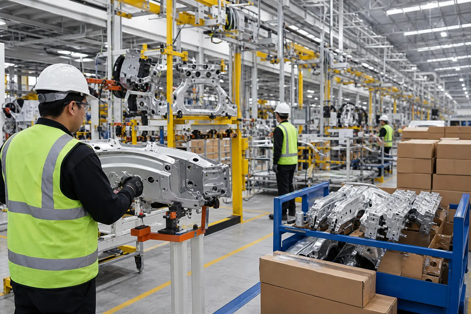 Planta industrial mexicana con maquinaria y trabajadores como representación de las inversiones del Plan México