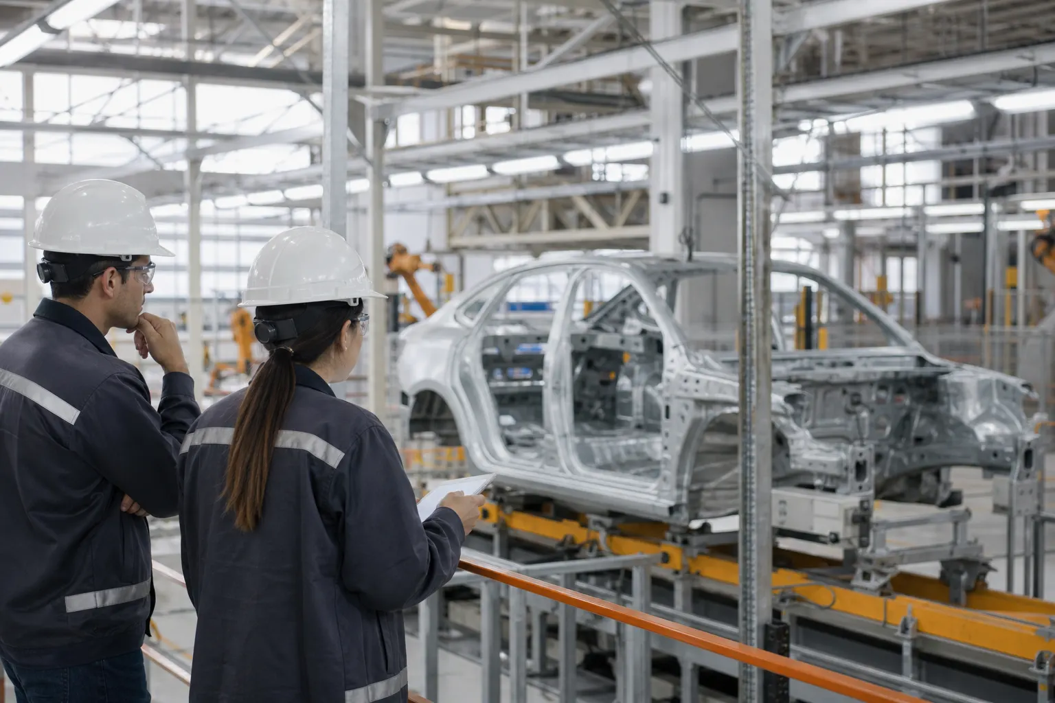 Trabajadores en una planta manufacturera mexicana durante una jornada de producción