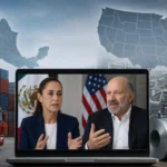 Claudia Sheinbaum y Howard Lutnick durante una conversación virtual sobre el T-MEC y los aranceles